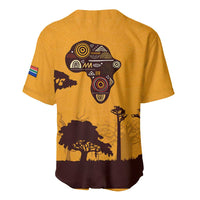 Tribal Africa Heritage with South Africa Flag Baseball Jersey Wildlife Silhouettes in Earthy Yellow and Brown
