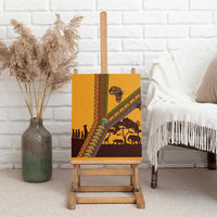 Tribal Africa Heritage with South Africa Flag Canvas Wall Art Wildlife Silhouettes in Earthy Yellow and Brown