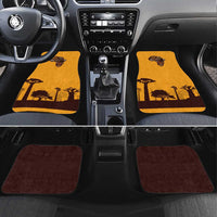 Tribal Africa Heritage with South Africa Flag Car Mats Wildlife Silhouettes in Earthy Yellow and Brown