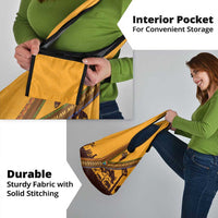 Tribal Africa Heritage with South Africa Flag Grocery Bag Wildlife Silhouettes in Earthy Yellow and Brown