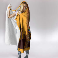 Tribal Africa Heritage with South Africa Flag Hooded Blanket Wildlife Silhouettes in Earthy Yellow and Brown