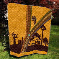 Tribal Africa Heritage with South Africa Flag Quilt Wildlife Silhouettes in Earthy Yellow and Brown