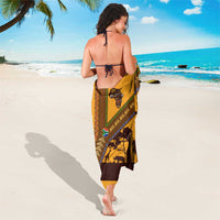 Tribal Africa Heritage with South Africa Flag Sarong Wildlife Silhouettes in Earthy Yellow and Brown