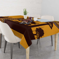 Tribal Africa Heritage with South Africa Flag Tablecloth Wildlife Silhouettes in Earthy Yellow and Brown