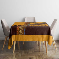 Tribal Africa Heritage with South Africa Flag Tablecloth Wildlife Silhouettes in Earthy Yellow and Brown