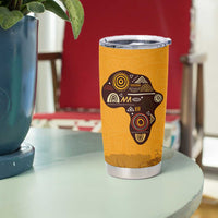 Tribal Africa Heritage with South Africa Flag Tumbler Cup Wildlife Silhouettes in Earthy Yellow and Brown