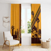 Tribal Africa Heritage with South Africa Flag Window Curtain Wildlife Silhouettes in Earthy Yellow and Brown