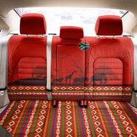South Africa Wildlife Back Car Seat Cover Tribal Pattern with National Flag and Safari Silhouettes