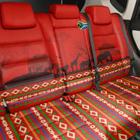 South Africa Wildlife Back Car Seat Cover Tribal Pattern with National Flag and Safari Silhouettes
