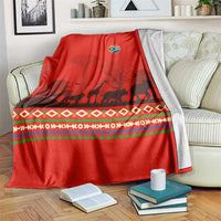 South Africa Wildlife Blanket Tribal Pattern with National Flag and Safari Silhouettes