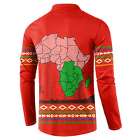 South Africa Wildlife Button Sweatshirt Tribal Pattern with National Flag and Safari Silhouettes