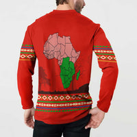 South Africa Wildlife Button Sweatshirt Tribal Pattern with National Flag and Safari Silhouettes