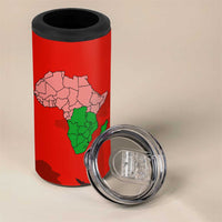 South Africa Wildlife 4 in 1 Can Cooler Tumbler Tribal Pattern with National Flag and Safari Silhouettes