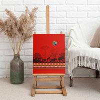 South Africa Wildlife Canvas Wall Art Tribal Pattern with National Flag and Safari Silhouettes