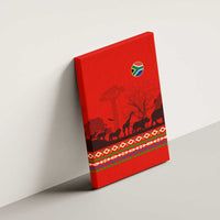 South Africa Wildlife Canvas Wall Art Tribal Pattern with National Flag and Safari Silhouettes
