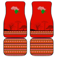 South Africa Wildlife Car Mats Tribal Pattern with National Flag and Safari Silhouettes