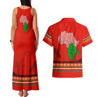 South Africa Wildlife Couples Matching Tank Maxi Dress and Hawaiian Shirt Tribal Pattern with National Flag and Safari Silhouettes