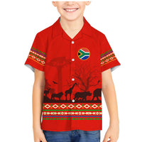 South Africa Wildlife Family Matching Mermaid Dress and Hawaiian Shirt Tribal Pattern with National Flag and Safari Silhouettes