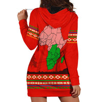 South Africa Wildlife Hoodie Dress Tribal Pattern with National Flag and Safari Silhouettes