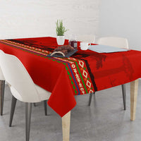 South Africa Wildlife Tablecloth Tribal Pattern with National Flag and Safari Silhouettes