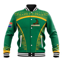 South Africa Springboks Baseball Jacket with Tribal Antelope Design and Floral Accents