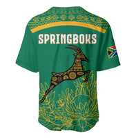 South Africa Springboks Baseball Jersey with Tribal Antelope Design and Floral Accents