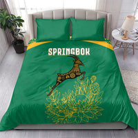 South Africa Springboks Bedding Set with Tribal Antelope Design and Floral Accents