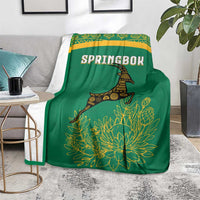 South Africa Springboks Blanket with Tribal Antelope Design and Floral Accents