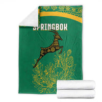 South Africa Springboks Blanket with Tribal Antelope Design and Floral Accents