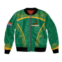 South Africa Springboks Bomber Jacket with Tribal Antelope Design and Floral Accents