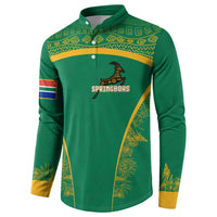 South Africa Springboks Button Sweatshirt with Tribal Antelope Design and Floral Accents