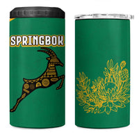 South Africa Springboks 4 in 1 Can Cooler Tumbler with Tribal Antelope Design and Floral Accents
