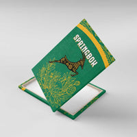 South Africa Springboks Canvas Wall Art with Tribal Antelope Design and Floral Accents