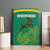 South Africa Springboks Canvas Wall Art with Tribal Antelope Design and Floral Accents