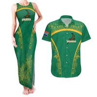 South Africa Springboks Couples Matching Tank Maxi Dress and Hawaiian Shirt with Tribal Antelope Design and Floral Accents