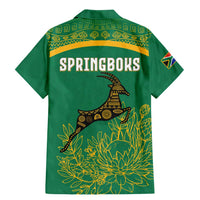 South Africa Springboks Family Matching Mermaid Dress and Hawaiian Shirt with Tribal Antelope Design and Floral Accents