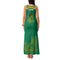 South Africa Springboks Family Matching Tank Maxi Dress and Hawaiian Shirt with Tribal Antelope Design and Floral Accents