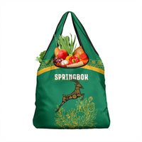 South Africa Springboks Grocery Bag with Tribal Antelope Design and Floral Accents