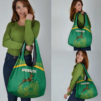 South Africa Springboks Grocery Bag with Tribal Antelope Design and Floral Accents