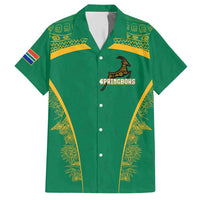 South Africa Springboks Hawaiian Shirt with Tribal Antelope Design and Floral Accents