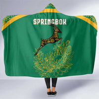 South Africa Springboks Hooded Blanket with Tribal Antelope Design and Floral Accents