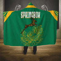 South Africa Springboks Hooded Blanket with Tribal Antelope Design and Floral Accents