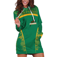 South Africa Springboks Hoodie Dress with Tribal Antelope Design and Floral Accents