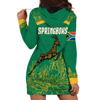 South Africa Springboks Hoodie Dress with Tribal Antelope Design and Floral Accents