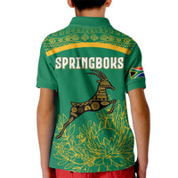 South Africa Springboks Kid Polo Shirt with Tribal Antelope Design and Floral Accents