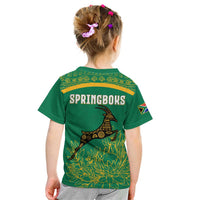South Africa Springboks Kid T Shirt with Tribal Antelope Design and Floral Accents
