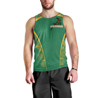 South Africa Springboks Men Tank Top with Tribal Antelope Design and Floral Accents