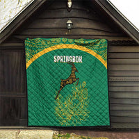 South Africa Springboks Quilt with Tribal Antelope Design and Floral Accents