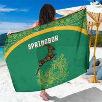 South Africa Springboks Sarong with Tribal Antelope Design and Floral Accents