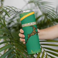South Africa Springboks Skinny Tumbler with Tribal Antelope Design and Floral Accents